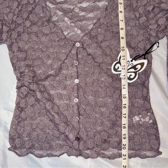 Self Esteem Women’s Purple L/S Lace Button-Up Shirt Top Chic Feminine - Picture 14 of 15